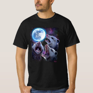 Drei Opossummen Howling am Mondfsonnen Possum T-Shirt