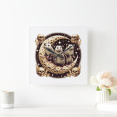 Drei Opposum-Mond mit 3 Possummen und Totenmond Quadratische Wanduhr (Zuhause)