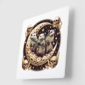 Drei Opposum-Mond mit 3 Possummen und Totenmond Quadratische Wanduhr (Winkel)