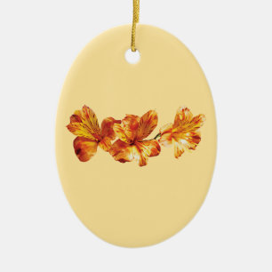 Drei orange asiatische Lilien Keramikornament