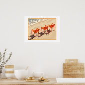 Drei orange Liegestühle Poster (Küche)