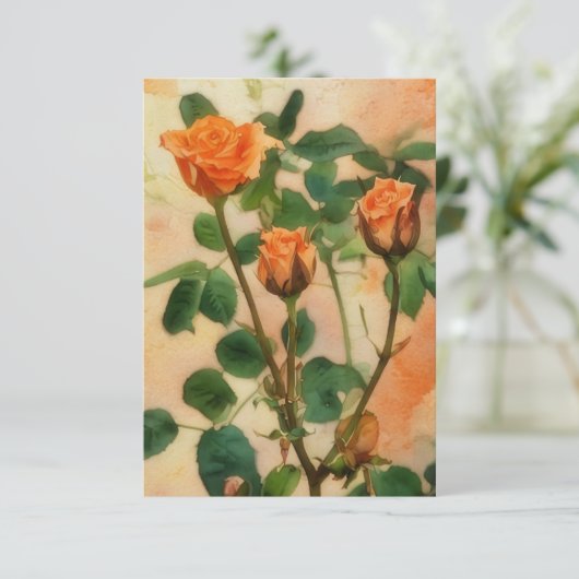 Drei Orange Rose Blume Art Flat Card Dankeskarte (Stehend Vorderseite)
