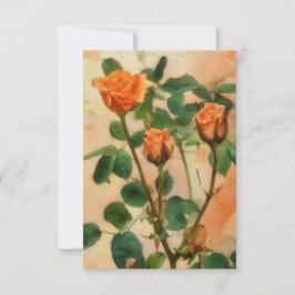 Drei Orange Rose Blume Art Flat Card Dankeskarte