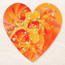 Drei orange Rose Herz Untersetzer