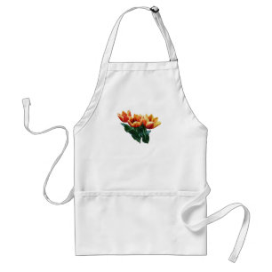 Drei orangefarbene und rote Tulpen Schürze