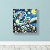Drei orientalische Bluebirds Van Gogh Art Leinwanddruck (Insitu (Holzboden))