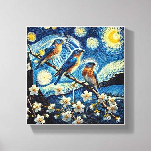 Drei orientalische Bluebirds Van Gogh Art Leinwanddruck (Vorderseite)