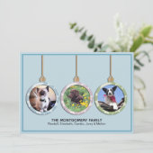 Drei Ornamente Foto Weihnachtsfeiertag Feiertagskarte (Stehend Vorderseite)