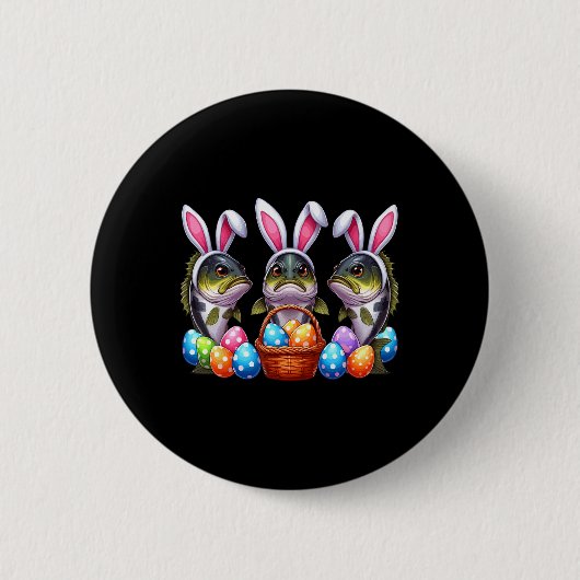 Drei Osterhasen Byb Fische Jagd Eier Sket Co Button (Vorderseite)