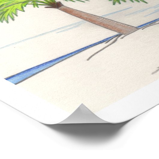 DREI PALMEN (11" x 11") Poster (Ecke)