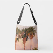 Drei Palmen Sonnenuntergang über der Tasche (groß) (Vorderseite)