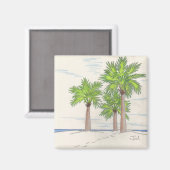 DREI PALMS-Magnet (Quadrat) Magnet (Vorderseite/Rückseite)