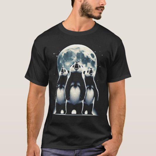 Drei Pandas Howling am Mond wie drei Wölfe T-Shirt (Vorderseite)