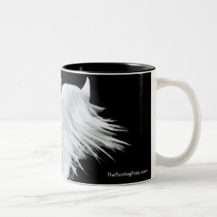 Drei Panels mit weißem Pferdekopf Zweifarbige Tasse
