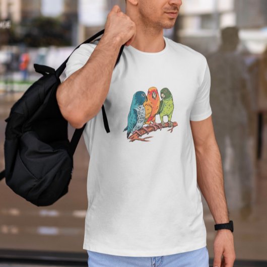 Drei Papageien-Illustration T-Shirt