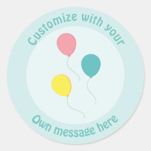 Drei Partyballons mit individuellem Text Runder Aufkleber