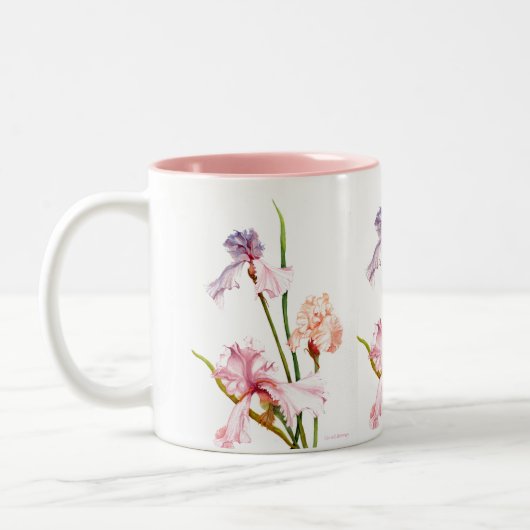 Drei Pastel Irises Zweifarbige Tasse (Links)