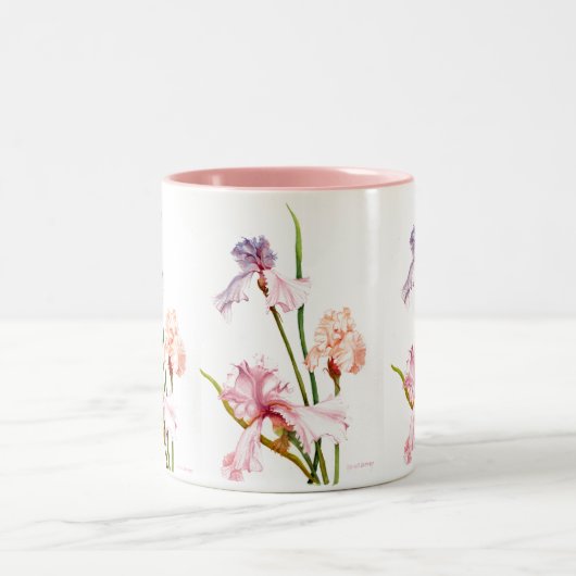 Drei Pastel Irises Zweifarbige Tasse (Mittel)