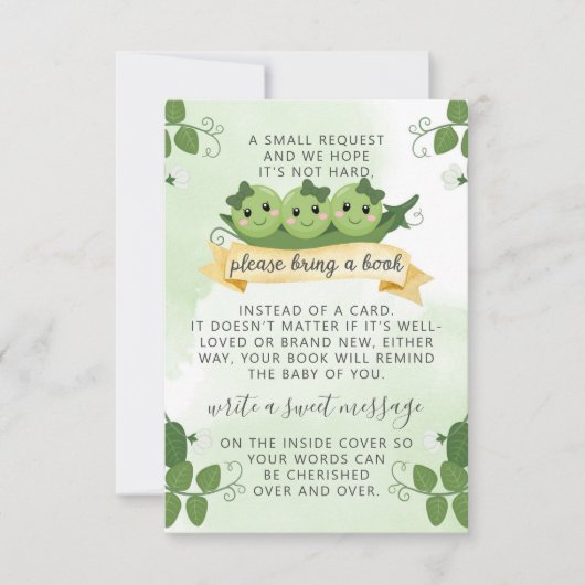 Drei Peas-Pod-Bücher für Babyanfrage Einladung (Vorderseite)