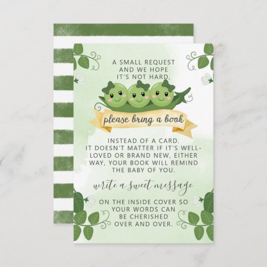 Drei Peas-Pod-Bücher für Babyanfrage Einladung (Vorne/Hinten)