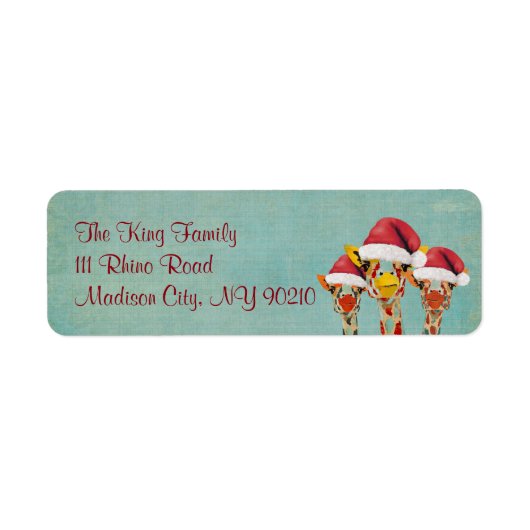 Drei-Pechgiraffen-Weihnachtsadressen-Etikett (Vorne)