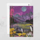 Drei Peguins Surreal Mixed Media Postkarte (Vorne/Hinten)