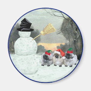 Drei Pekingese-Welpen Weihnachten Magnet