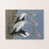 Drei Pelikane auf einem Dock-Foto-Puzzle Puzzle (Horizontal)