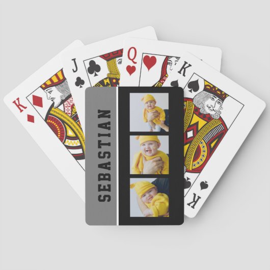 Drei Personalisierte Foto und Text Spielkarten (Rückseite)
