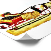 Drei Personen, die mit dem Pferdewagen fahren Poster (Ecke)