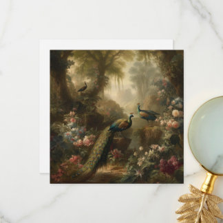 drei Pfauen in einem englischen Garten, individuel Dankeskarte