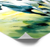 Drei Pferde, die durch das Feld der Blume laufen Poster (Ecke)