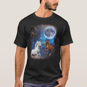 Drei Pferde heulen am Mond Weißen Meme Pferd T-Shirt