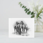 Drei Pferde: Hintere Enden: Zuneigung: Art Postkarte (Stehend Vorderseite)
