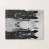 Drei Pferde im Schnee Puzzle (Horizontal)