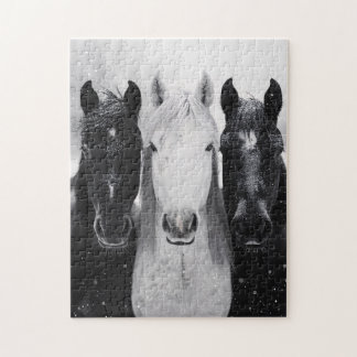 Drei Pferde im Schnee Puzzle