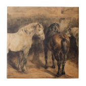 Drei Pferde im Stall Fliese (Vorderseite)