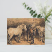 Drei Pferde im Stall Karte (Stehend Vorderseite)