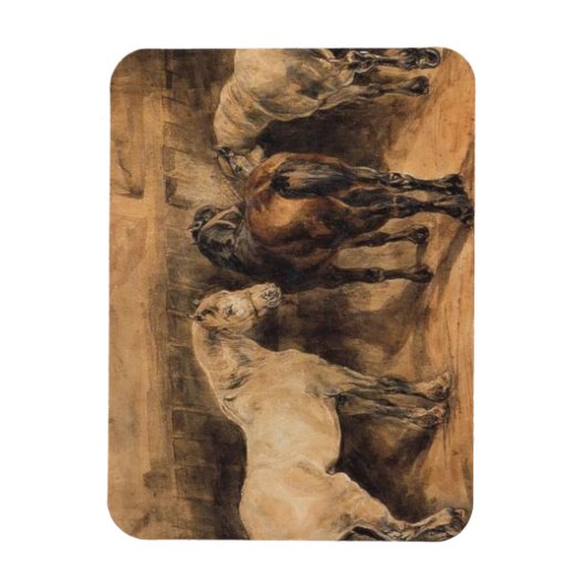 Drei Pferde im Stall Magnet (Vertikal)