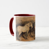 Drei Pferde im Stall Tasse (Vorderseite Links)