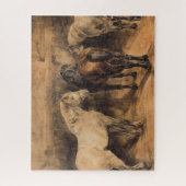 Drei Pferde im Stall (Théodore Géricault) Puzzle (Vertikal)