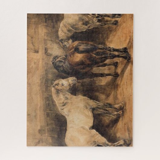 Drei Pferde im Stall (Théodore Géricault) Puzzle (Vertikal)