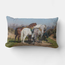 Drei Pferde mit Löwen (von Rosa Bonheur) Lendenkissen