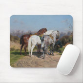 Drei Pferde mit Löwen (von Rosa Bonheur) Mousepad (Mit Mouse)