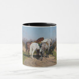 Drei Pferde mit Löwen (von Rosa Bonheur) Tasse