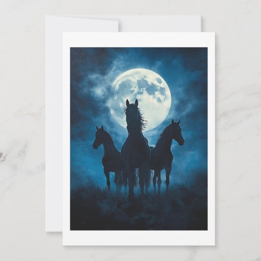 Drei Pferde Mond Dankeskarte (Vorderseite)