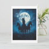 Drei Pferde Mond Dankeskarte (Stehend Vorderseite)