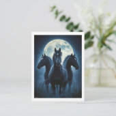 Drei Pferde Mond Postkarte (Stehend Vorderseite)