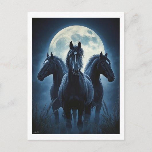 Drei Pferde Mond Postkarte (Vorderseite)