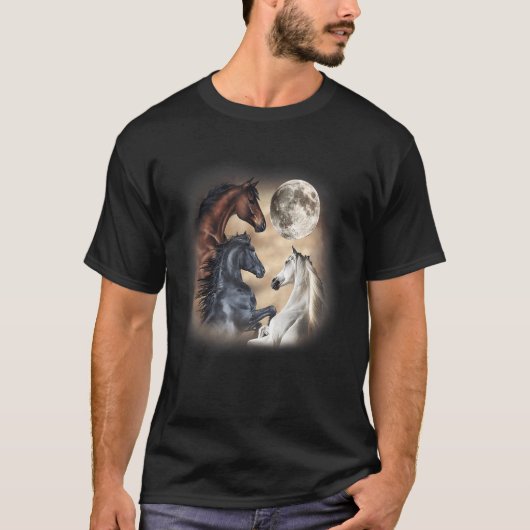 Drei Pferde Moon 3 Wolfs T-Shirt (Vorderseite)